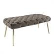 Posh Living Dia Button Tufted Velvet Bench with Metal Legs in Taupe/Gold