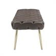 Posh Living Dia Button Tufted Velvet Bench with Metal Legs in Taupe/Gold