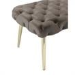 Posh Living Dia Button Tufted Velvet Bench with Metal Legs in Taupe/Gold