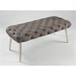 Posh Living Dia Button Tufted Velvet Bench with Metal Legs in Taupe/Gold