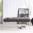 Posh Living Dia Button Tufted Velvet Bench with Metal Legs in Taupe/Gold