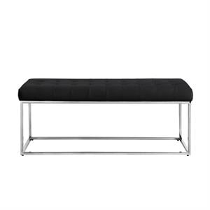 Posh Living Foster Faux Leather Bench in Black/Chrome