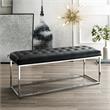 Posh Living Foster Faux Leather Bench in Black/Chrome
