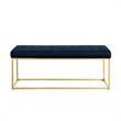 Posh Living Foster Faux Leather Bench in Navy Blue/Gold