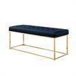 Posh Living Foster Faux Leather Bench in Navy Blue/Gold