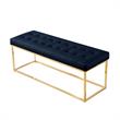 Posh Living Foster Faux Leather Bench in Navy Blue/Gold