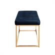 Posh Living Foster Faux Leather Bench in Navy Blue/Gold