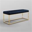 Posh Living Foster Faux Leather Bench in Navy Blue/Gold