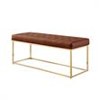 Posh Living Foster Faux Leather Bench in Camel Brown/Gold