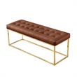 Posh Living Foster Faux Leather Bench in Camel Brown/Gold