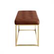 Posh Living Foster Faux Leather Bench in Camel Brown/Gold