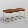 Posh Living Foster Faux Leather Bench in Camel Brown/Gold
