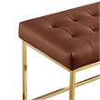 Posh Living Foster Faux Leather Bench in Camel Brown/Gold