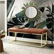 Posh Living Foster Faux Leather Bench in Camel Brown/Gold