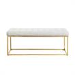 Posh Living Foster Faux Leather Bench in White/Gold