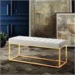 Posh Living Foster Faux Leather Bench in White/Gold
