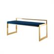 Posh Living Camilo Velvet and Stainless Steel Base Bench in Navy Blue/Gold