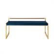 Posh Living Camilo Velvet and Stainless Steel Base Bench in Navy Blue/Gold