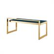 Posh Living Camilo Velvet and Stainless Steel Base Bench in Navy Blue/Gold