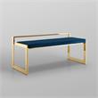 Posh Living Camilo Velvet and Stainless Steel Base Bench in Navy Blue/Gold