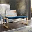 Posh Living Camilo Velvet and Stainless Steel Base Bench in Navy Blue/Gold