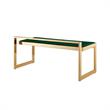 Posh Living Camilo Velvet and Stainless Steel Base Bench in Green/Gold