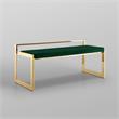 Posh Living Camilo Velvet and Stainless Steel Base Bench in Green/Gold