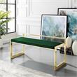 Posh Living Camilo Velvet and Stainless Steel Base Bench in Green/Gold