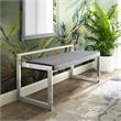 Posh Living Camilo Velvet and Stainless Steel Base Bench in Gray/Chrome