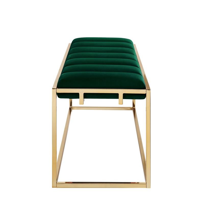 Posh Living Markus Tufted Velvet Bench in Green/Gold