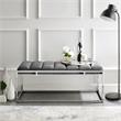 Posh Living Markus Tufted Velvet Bench in Gray/Chrome