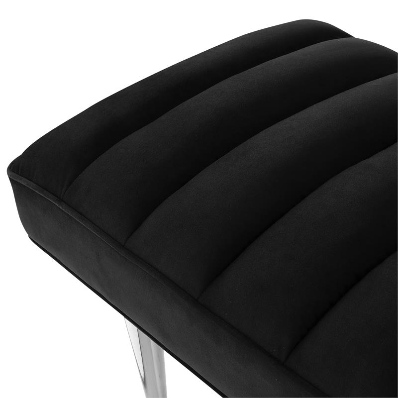 Posh Living Darian Tufted Velvet Bench with Metal Legs in Black/Chrome