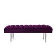 Posh Living Darian Tufted Velvet Bench with Metal Legs in Purple/Chrome