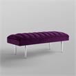 Posh Living Darian Tufted Velvet Bench with Metal Legs in Purple/Chrome