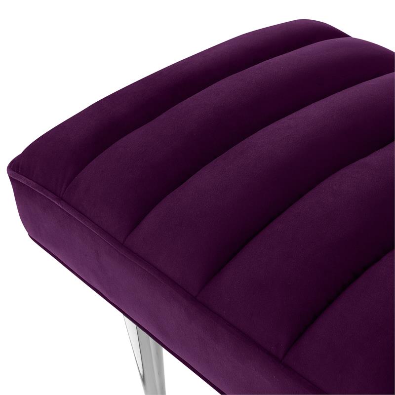 Posh Living Darian Tufted Velvet Bench with Metal Legs in Purple/Chrome