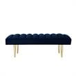 Posh Living Darian Tufted Velvet Bench with Metal Legs in Navy Blue/Gold