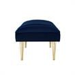 Posh Living Darian Tufted Velvet Bench with Metal Legs in Navy Blue/Gold
