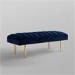 Posh Living Darian Tufted Velvet Bench with Metal Legs in Navy Blue/Gold
