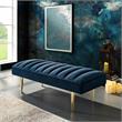 Posh Living Darian Tufted Velvet Bench with Metal Legs in Navy Blue/Gold