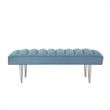 Posh Living Darian Tufted Velvet Bench with Metal Legs in Blue/Chrome