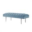 Posh Living Darian Tufted Velvet Bench with Metal Legs in Blue/Chrome