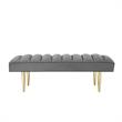 Posh Living Darian Tufted Velvet Bench with Metal Legs in Light Gray/Gold