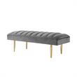 Posh Living Darian Tufted Velvet Bench with Metal Legs in Light Gray/Gold