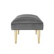 Posh Living Darian Tufted Velvet Bench with Metal Legs in Light Gray/Gold