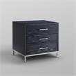 Posh Living Stella 3-Drawer Nightstand with Metal Base in Black/Chrome