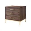 Posh Living Stella 3-Drawer Nightstand with Metal Base in Walnut/Gold