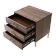 Posh Living Stella 3-Drawer Nightstand with Metal Base in Walnut/Gold