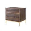 Posh Living Stella 3-Drawer Nightstand with Metal Base in Walnut/Gold