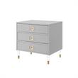 Posh Living Glamuri 3-Drawer Nightstand with Acrylic Legs in Light Gray