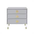 Posh Living Glamuri 3-Drawer Nightstand with Acrylic Legs in Light Gray